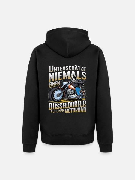 Never underestimate a Dusseldorf resident on a - Unisex Premium Organic Zip Hoodie - black