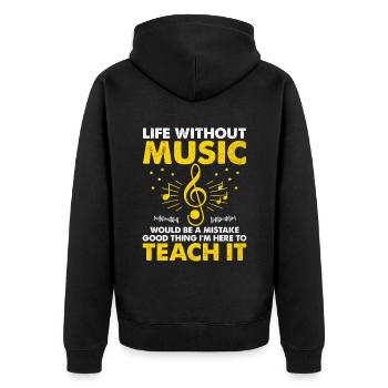 La vie sans musique serait une erreur Heureusement que je - Veste à capuche bio Premium Unisexe - noir - Dos - Nico (187cm)