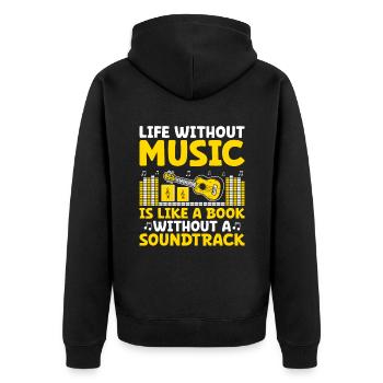La vie sans musique est comme un livre sans sonorité - Veste à capuche bio Premium Unisexe - noir - Dos - Nico (187cm)