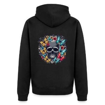 Conception de papillon de crâne - Veste à capuche bio Premium Unisexe - noir - Dos - Nico (187cm)
