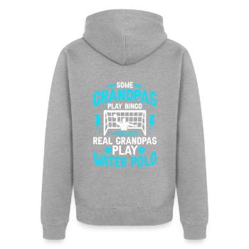 Some Grandpas Play Bingo Real Grandpas Play Water - Unisex Premium Organic Zip Hoodie - heather grey - Back - Nico (187cm)