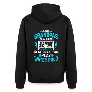 Some Grandpas Play Bingo Real Grandpas Play Water - Unisex Premium Organic Zip Hoodie - black - Back - Nico (187cm)