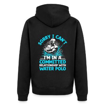 Sorry I Can't I'm In A Committed Relationship Wate - Unisex Premium Organic Zip Hoodie - black - Back - Nico (187cm)