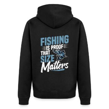 Fishing is proof that it depends on the size of the - Unisex Premium Organic Zip Hoodie - black - Back - Nico (187cm)