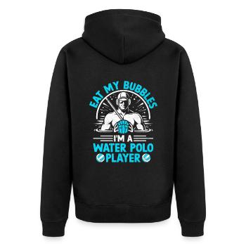 Mange mes bulles Je suis un joueur de water-polo Pol aquatique - Veste à capuche bio Premium Unisexe - noir - Dos - Nico (187cm)