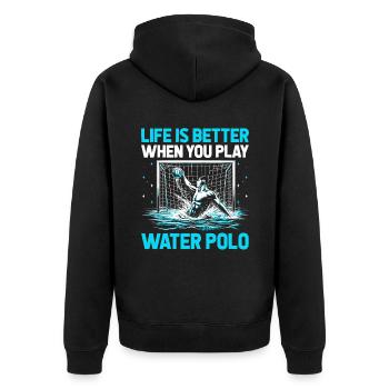 La vie est meilleure quand on joue au water-polo Po aquatique - Veste à capuche bio Premium Unisexe - noir - Dos - Nico (187cm)