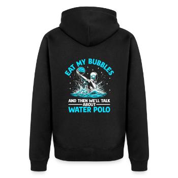 Mange mes bulles et ensuite on parlera de pol d’eau - Veste à capuche bio Premium Unisexe - noir - Dos - Nico (187cm)