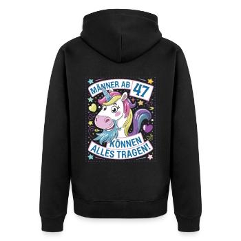 Männer Ab 47 Können Alles Tragen Zum 47.Geburtstag - Unisex Premium Bio Zip Hoodie - Schwarz - Hinten - Nico (187cm)