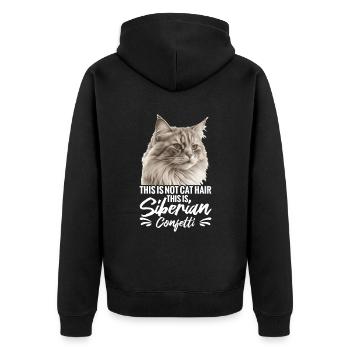 Das Ist Kein Katzenhaar, Das Ist Sibirisches - Unisex Premium Bio Zip Hoodie - Schwarz - Hinten - Nico (187cm)