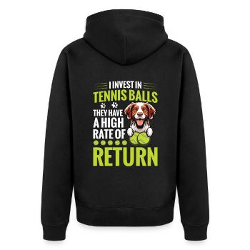 Hund, Ich Investiere In Tennisbälle – Sie Haben - Unisex Premium Bio Zip Hoodie - Schwarz - Hinten - Nico (187cm)