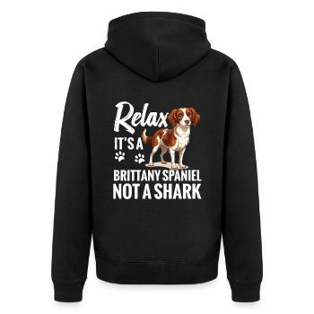 Dog relax, It's A Brittany Spaniel, Not A Shark - Unisex Premium Organic Zip Hoodie - black - Back - Nico (187cm)