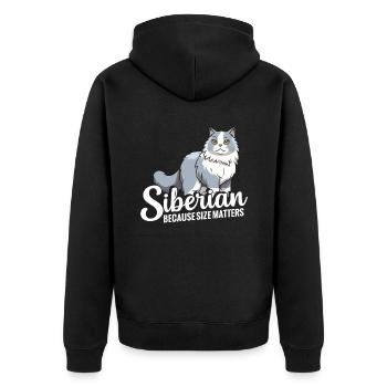 Sibirische Katze: Weil Es Auf Die Größe Ankommt - Unisex Premium Bio Zip Hoodie - Schwarz - Hinten - Nico (187cm)