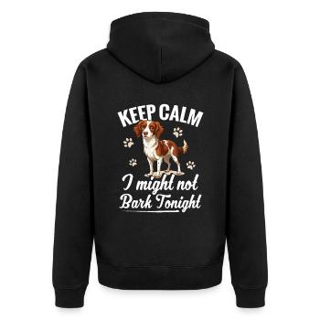 Hund Keep Callee, Ich Könnte Heute Nacht Nicht - Unisex Premium Bio Zip Hoodie - Schwarz - Hinten - Nico (187cm)