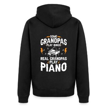 Manche Opas spielen Bingo Echte Opas spielen Klavier - Unisex Premium Bio Zip Hoodie - Schwarz - Hinten - Nico (187cm)