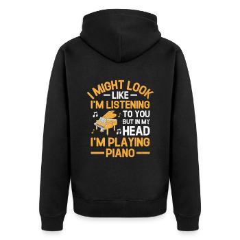 But In My Head I'm Playing Piano Player Pianist Mu - Unisex Premium Organic Zip Hoodie - black - Back - Nico (187cm)