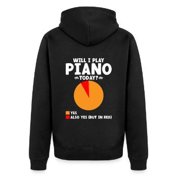 Werde ich heute Klavier spielen Musiker Pianist Keyboard - Unisex Premium Bio Zip Hoodie - Schwarz - Hinten - Nico (187cm)