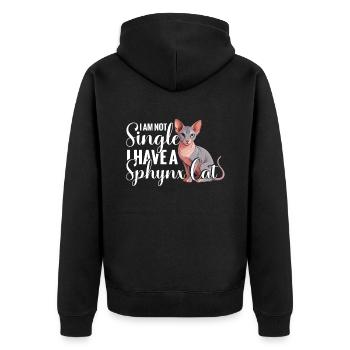 I'm not single, I have a Sphynx cat. - Unisex Premium Organic Zip Hoodie - black - Back - Nico (187cm)