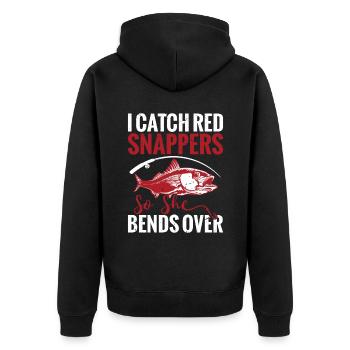 Beim Angeln Fange Ich Red Snapper, Also Beugt Sie - Unisex Premium Bio Zip Hoodie - Schwarz - Hinten - Nico (187cm)