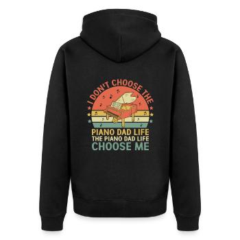 Das Klavier Papa Leben Wähle mich Pianist Keyboarder P - Unisex Premium Bio Zip Hoodie - Schwarz - Hinten - Nico (187cm)