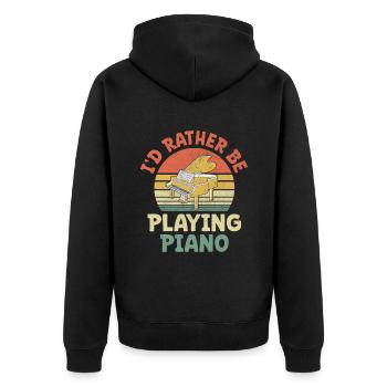 Ich würde lieber Klavier spielen, Pianist, Pianist, Keyboarder Pi - Unisex Premium Bio Zip Hoodie - Schwarz - Hinten - Nico (187cm)