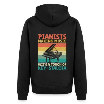 Pianisten, die Musik machen mit einem Hauch von Tasten-Stalgie - Unisex Premium Bio Zip Hoodie - Schwarz - Hinten - Nico (187cm)