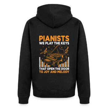 Pianisten Wir spielen Die Tasten, die das Türklavier öffnen - Unisex Premium Bio Zip Hoodie - Schwarz - Hinten - Nico (187cm)