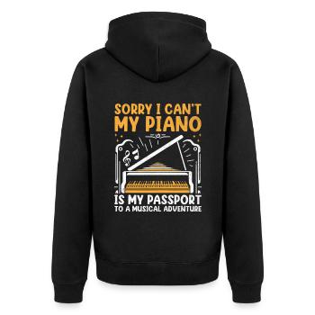 Sorry I Can't My Piano Is My Passport To A Musical - Unisex Premium Bio Zip Hoodie - Schwarz - Hinten - Nico (187cm)