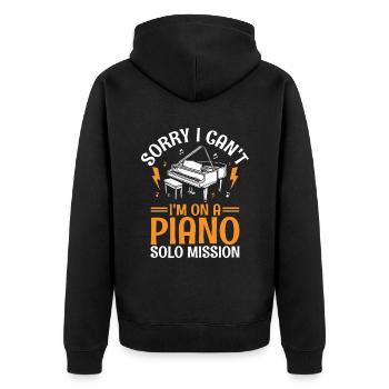 Sorry I Can't I'm On A Piano Solo Mission Pianist - Unisex Premium Bio Zip Hoodie - Schwarz - Hinten - Nico (187cm)
