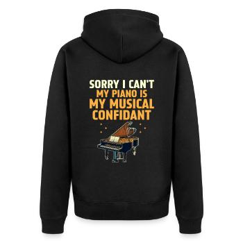 Sorry I can't Mein Klavier ist meine musikalische Vertraute Pia - Unisex Premium Bio Zip Hoodie - Schwarz - Hinten - Nico (187cm)