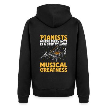 Pianisten, bei denen jeder Ton ein Schritt in Richtung Musik ist - Unisex Premium Bio Zip Hoodie - Schwarz - Hinten - Nico (187cm)