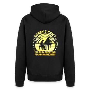 Tut mir leid, ich kann nicht, ich bin damit beschäftigt, Klavierharmonien zu erstellen Pi - Unisex Premium Bio Zip Hoodie - Schwarz - Hinten - Nico (187cm)