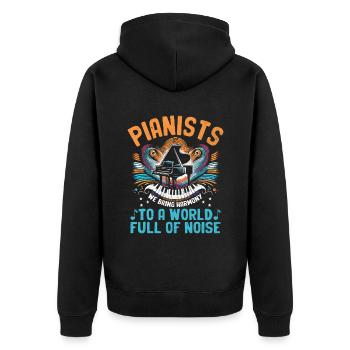 Pianists To A World Full Of Noise Piano Player Pia - Unisex Premium Organic Zip Hoodie - black - Back - Nico (187cm)