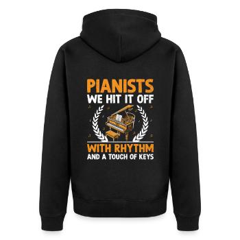 Pianists We Hit It Off With Rhythm And A Toch Of K - Unisex Premium Organic Zip Hoodie - black - Back - Nico (187cm)
