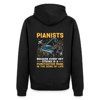 Pianistes parce que chaque trait de touche est une ponctuation - Veste à capuche bio Premium Unisexe - noir - Dos - Nico (187cm)