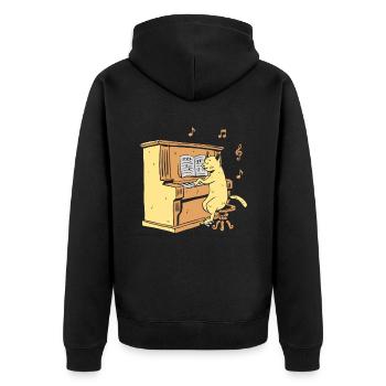Katze Klavier Tasten Keyboard Pianist Keyboarder Pianis - Unisex Premium Bio Zip Hoodie - Schwarz - Hinten - Nico (187cm)