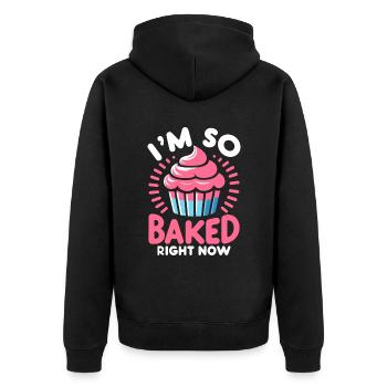 Ich bin gerade so gebacken Gebäck Brot Backen Kuchen Ba - Unisex Premium Bio Zip Hoodie - Schwarz - Hinten - Nico (187cm)
