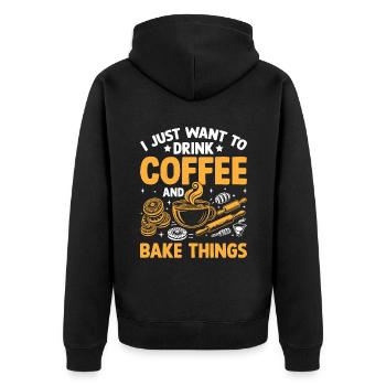Je veux juste boire du café et faire cuire des choses en cuisinant - Veste à capuche bio Premium Unisexe - noir - Dos - Nico (187cm)