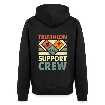 Triathlon Support Crew Swim Bike Run Triathlete - Unisex Premium Organic Zip Hoodie - black - Back - Nico (187cm)