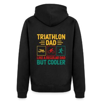 Triathlon-Vater wie ein normaler Vater, aber cooler Triath - Unisex Premium Bio Zip Hoodie - Schwarz - Hinten - Nico (187cm)