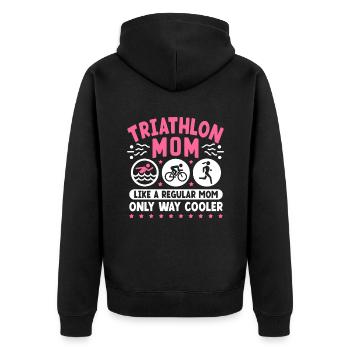 Triathlon Mama wie eine normale Mutter Nur viel cooler - Unisex Premium Bio Zip Hoodie - Schwarz - Hinten - Nico (187cm)