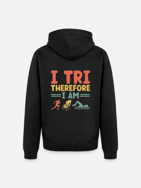 I Tri Also bin ich Schwimmen Rad Laufen Triathlet - Premium økologisk unisex-hættejakke - sort