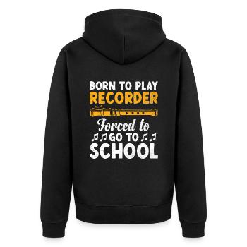 Born To Play Flûte à bec forcée d’aller à l’école Musique - Veste à capuche bio Premium Unisexe - noir - Dos - Nico (187cm)