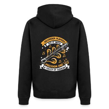 Recorder Players Do It With Precision And A Touch - Unisex Premium Organic Zip Hoodie - black - Back - Nico (187cm)