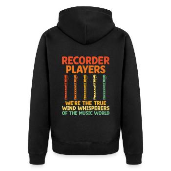 Recorder Players We're The The True Wind Whisperer - Unisex Premium Organic Zip Hoodie - black - Back - Nico (187cm)
