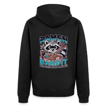 Raccoon ramen bandit : Volera pour les nouilles - Veste à capuche bio Premium Unisexe - noir - Dos - Nico (187cm)