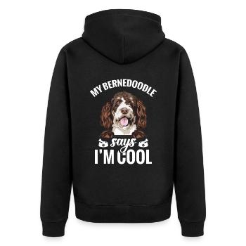 Dog My Bernedoodle Says I'm Cool - Unisex Premium Organic Zip Hoodie - black - Back - Nico (187cm)