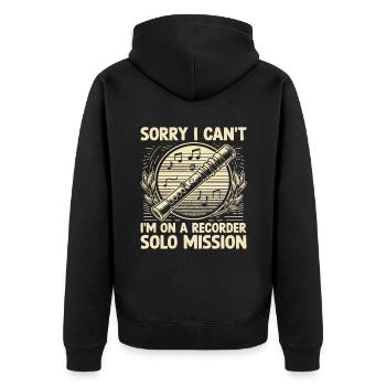 Sorry I Can't I'm On A Recorder Solo Mission Musik - Unisex Premium Bio Zip Hoodie - Schwarz - Hinten - Nico (187cm)