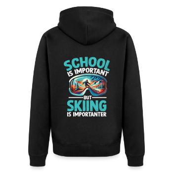 L’école est importante, mais le ski est plus important - Veste à capuche bio Premium Unisexe - noir - Dos - Nico (187cm)