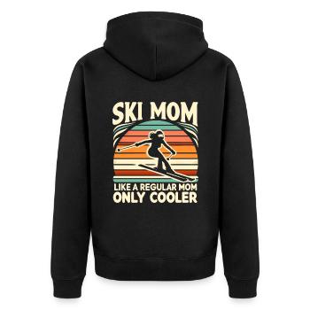 Ski-Mama Wie Eine Normale Mutter, Nur viel Cooleres Skifahren - Unisex Premium Bio Zip Hoodie - Schwarz - Hinten - Nico (187cm)