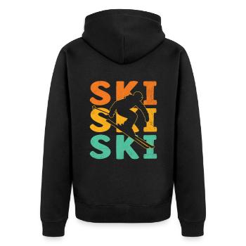 Ski rétro Ski Skieur Sports d’hiver Skis - Veste à capuche bio Premium Unisexe - noir - Dos - Nico (187cm)